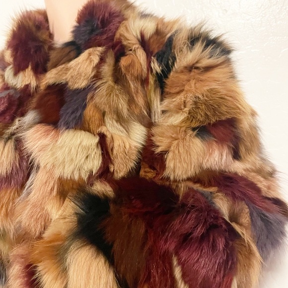 custom made multi color rabbit fur coat fits m/l - Picture 5 of 5